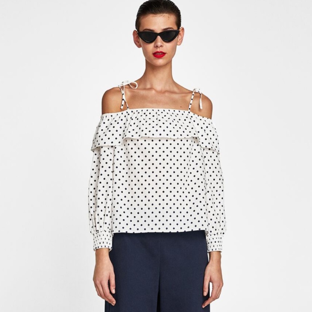 Zara Polka Dot Linen Top